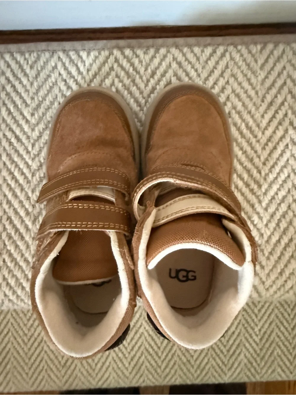 UGG Kids Tan Suede Velcro Strap Boots